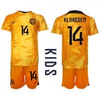 Camiseta Países Bajos Davy Klaassen #14 Primera Equipación Replica Mundial 2022 para niños mangas cortas (+ Pantalones cortos)